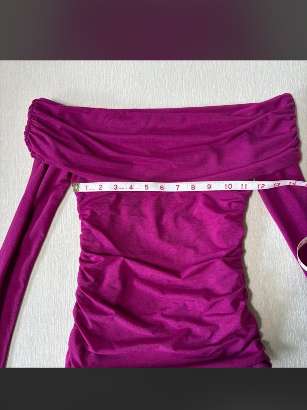Open Edit Off-Shoulder Ruched Long-Sleeve Top - Magenta - Picture 4 of 6